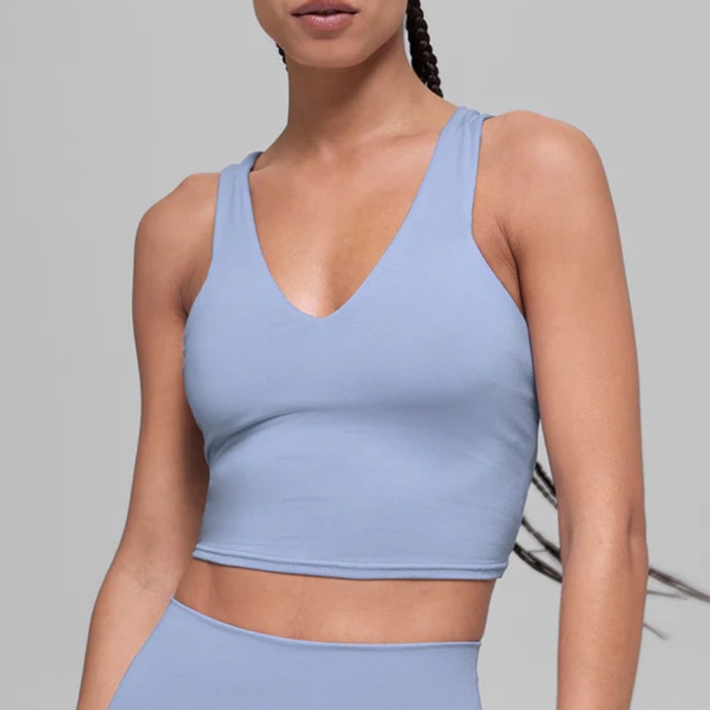 ALO Yoga Light Blue V-Neck Crop Top